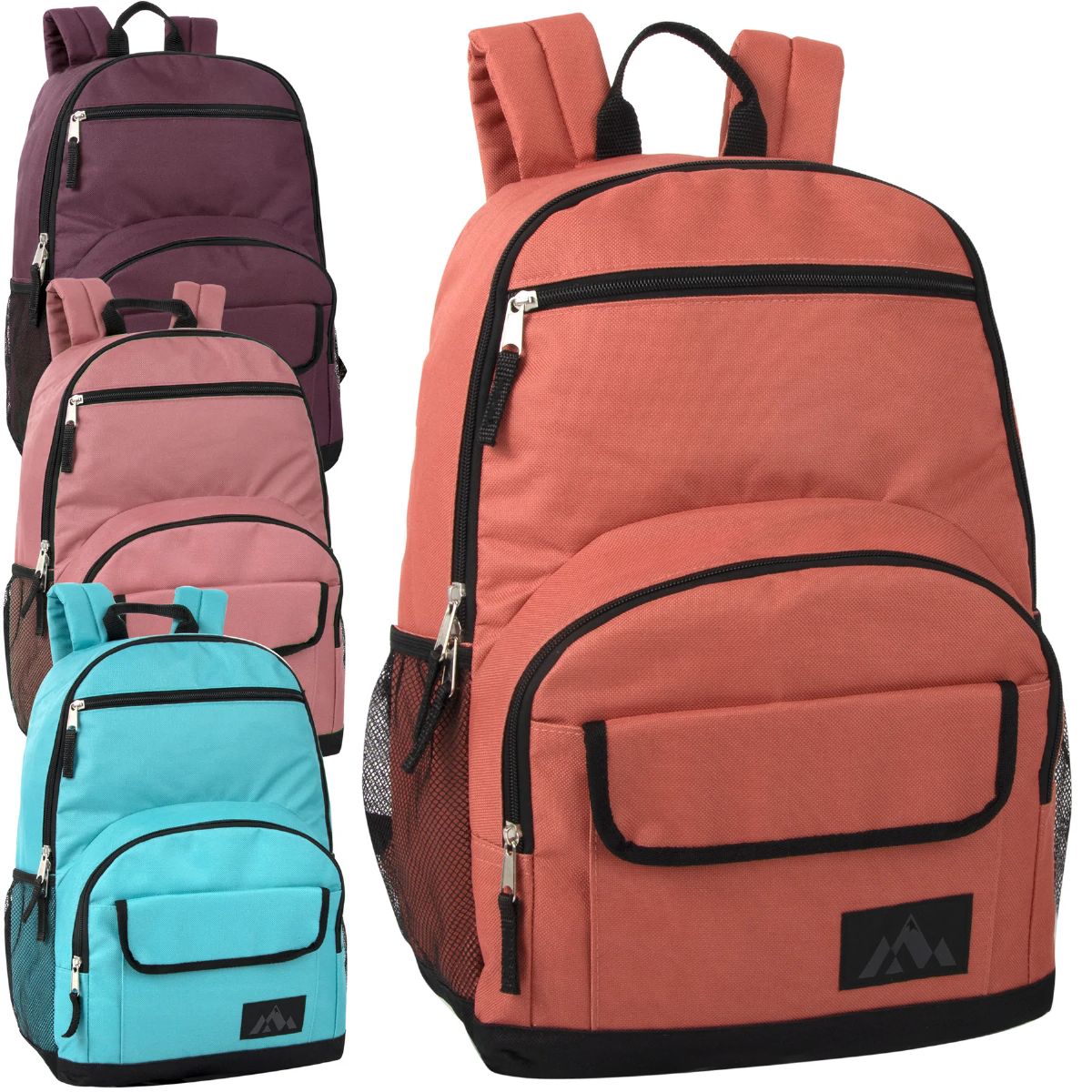 24 Pieces Multi Pocket Function Backpack - 4 Color Girls Assortment - Backpacks 18" or Larger