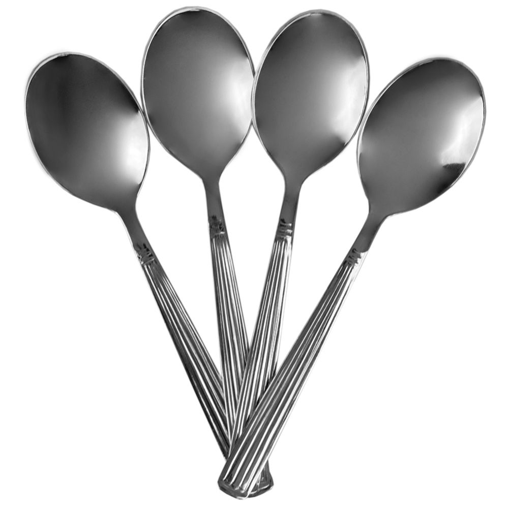 24 pieces of Home Basics Eternity Mirror Finish 4 Piece Stainless Steel Tea Spoon Set, Silver