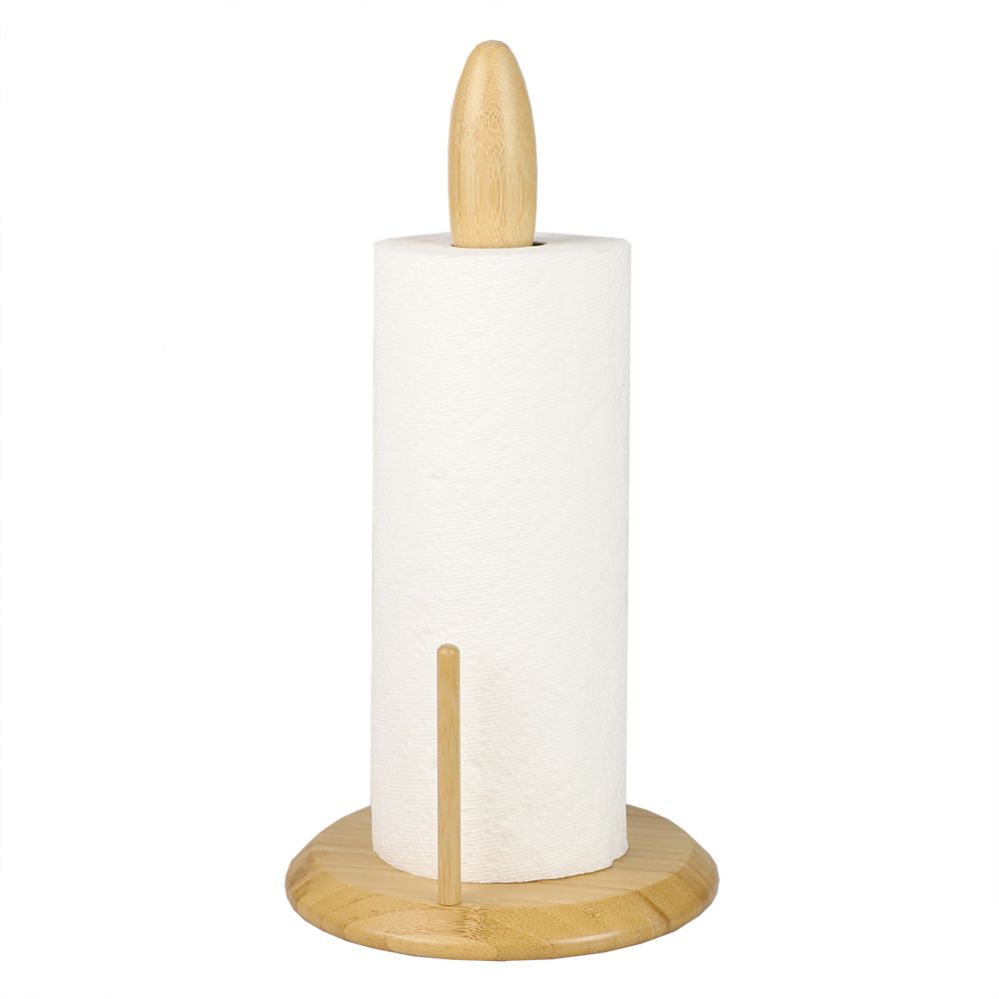 4 Wholesale Michael Graves Design Freestanding Bamboo Paper Towel Holder with Side Bar, Natural