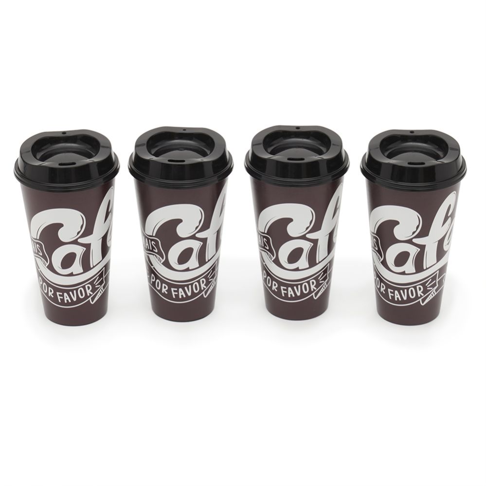 28 Pieces of Home Basics 4 Pack Reusable Coffee Cups With Lids, Brown