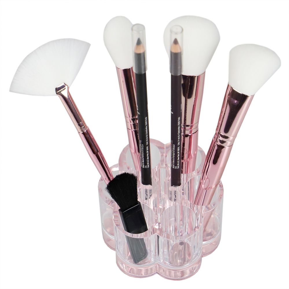 12 pieces of Home Basics Round Plastic Cosmetic Organizer With Rose Bottom