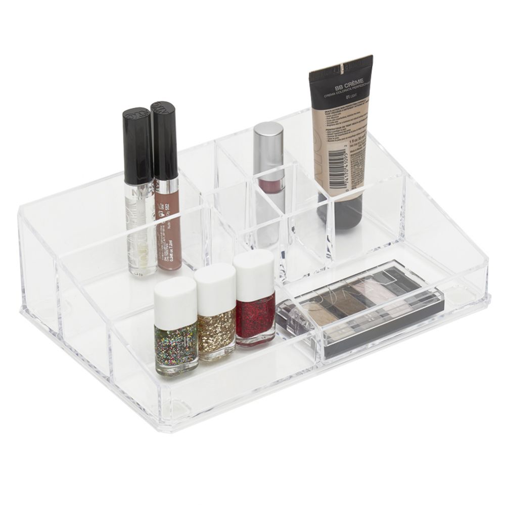12 pieces of Home Basics Multi Compartment Plastic Cosmetic Organizer