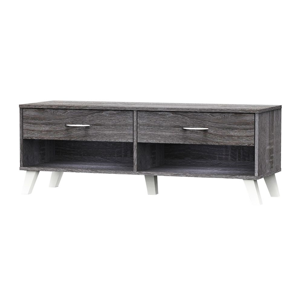 Home Basics 15" x 47" TV Stand With Drawers, Charred Oak - Home Accessories