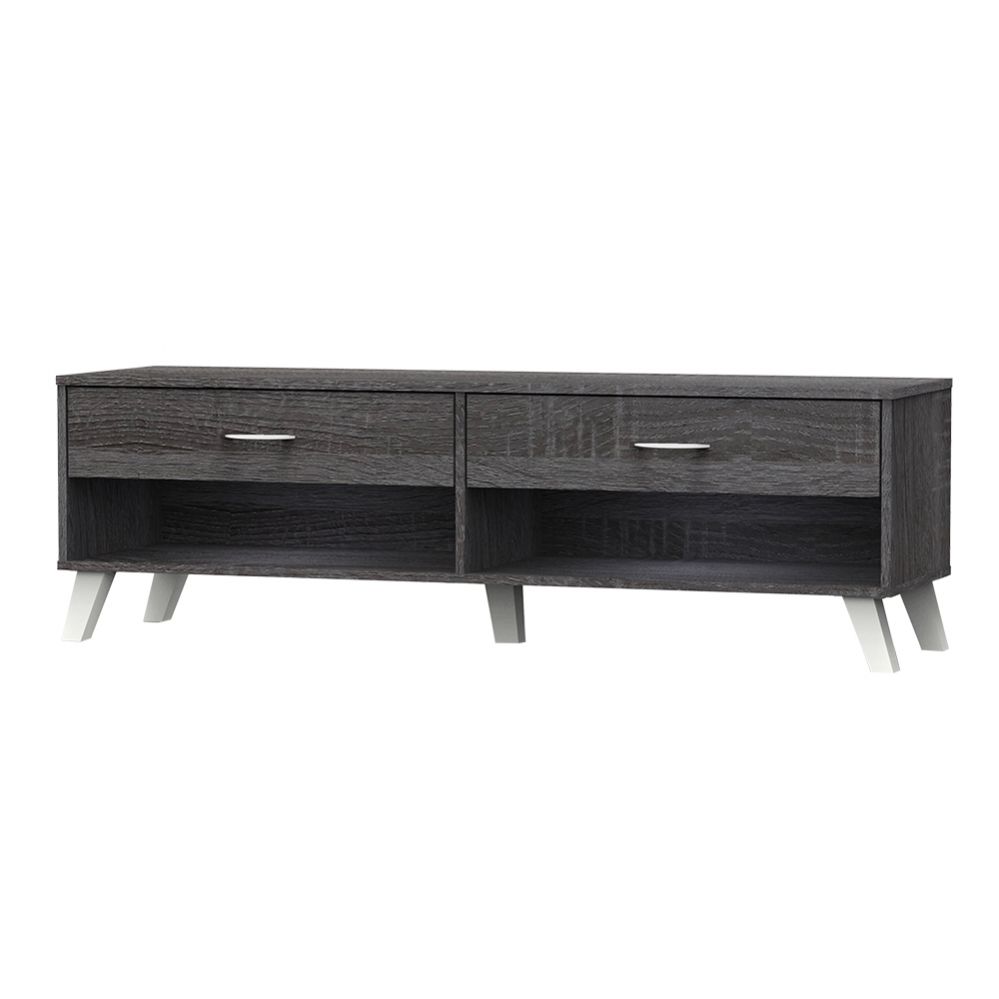 Home Basics 15" x 55" TV Stand With Drawers, Charred Oak - Home Accessories