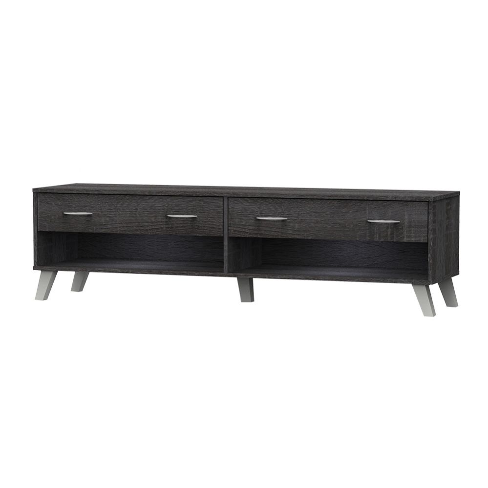 Home Basics 15" x 62" TV Stand With Drawers, Charred Oak - Home Accessories