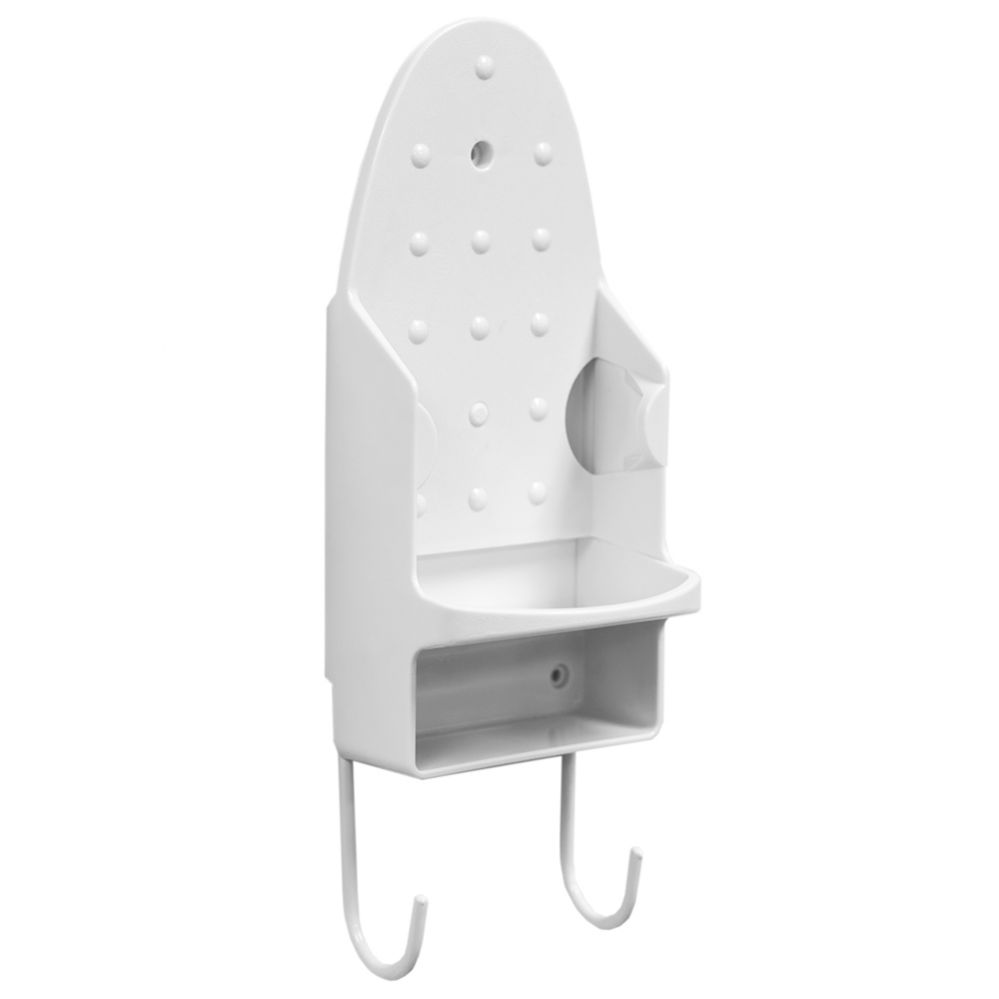 12 pieces Home Basics Wall Mount Ironing Board with Built-In Accessory Hooks, White - Home Accessories