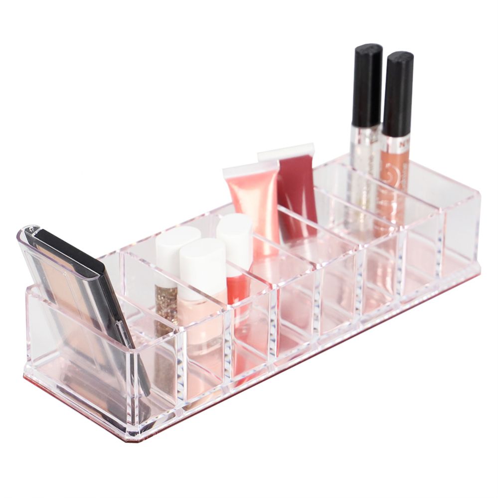 12 pieces of Home Basics 8 Compartment Plastic Cosmetic Organizer With Rose Bottom