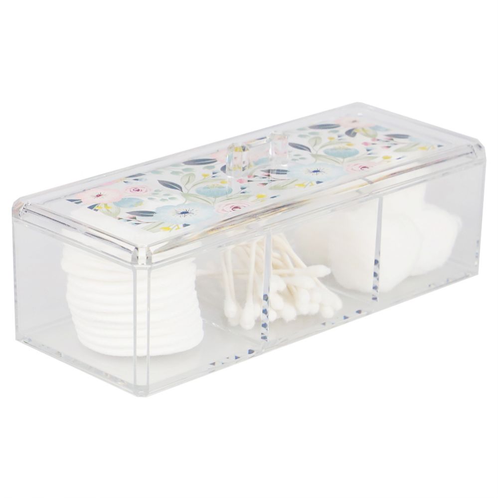 12 pieces of Home Basics Floral Plastic Cosmetic Box, Clear