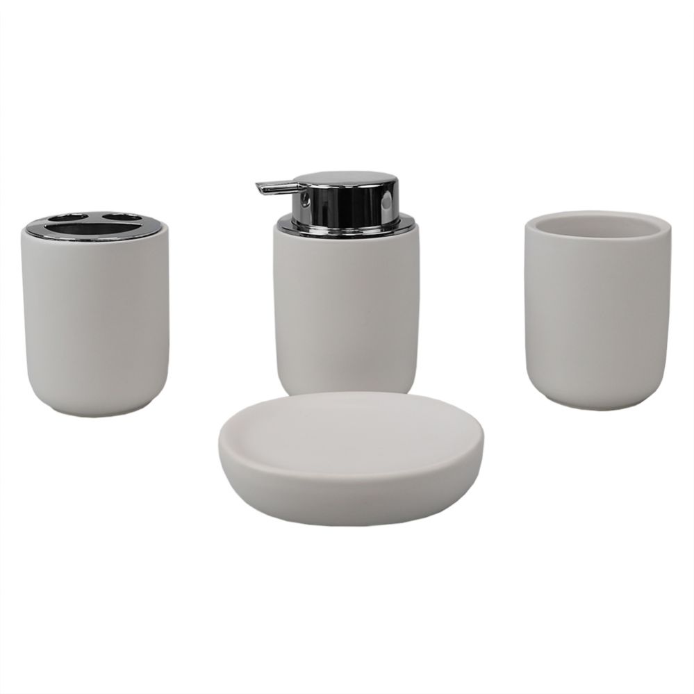 12 pieces of Home Basics Luxem 4 Piece Ceramic Bath Accessory Set, White
