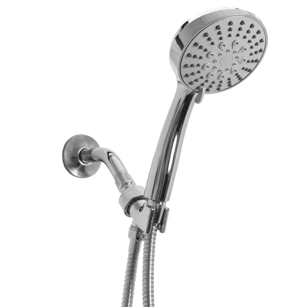 12 pieces of Home Basics Round 5 Function Handheld Shower Massager With 5 Ft TanglE-Free Hose, Chrome
