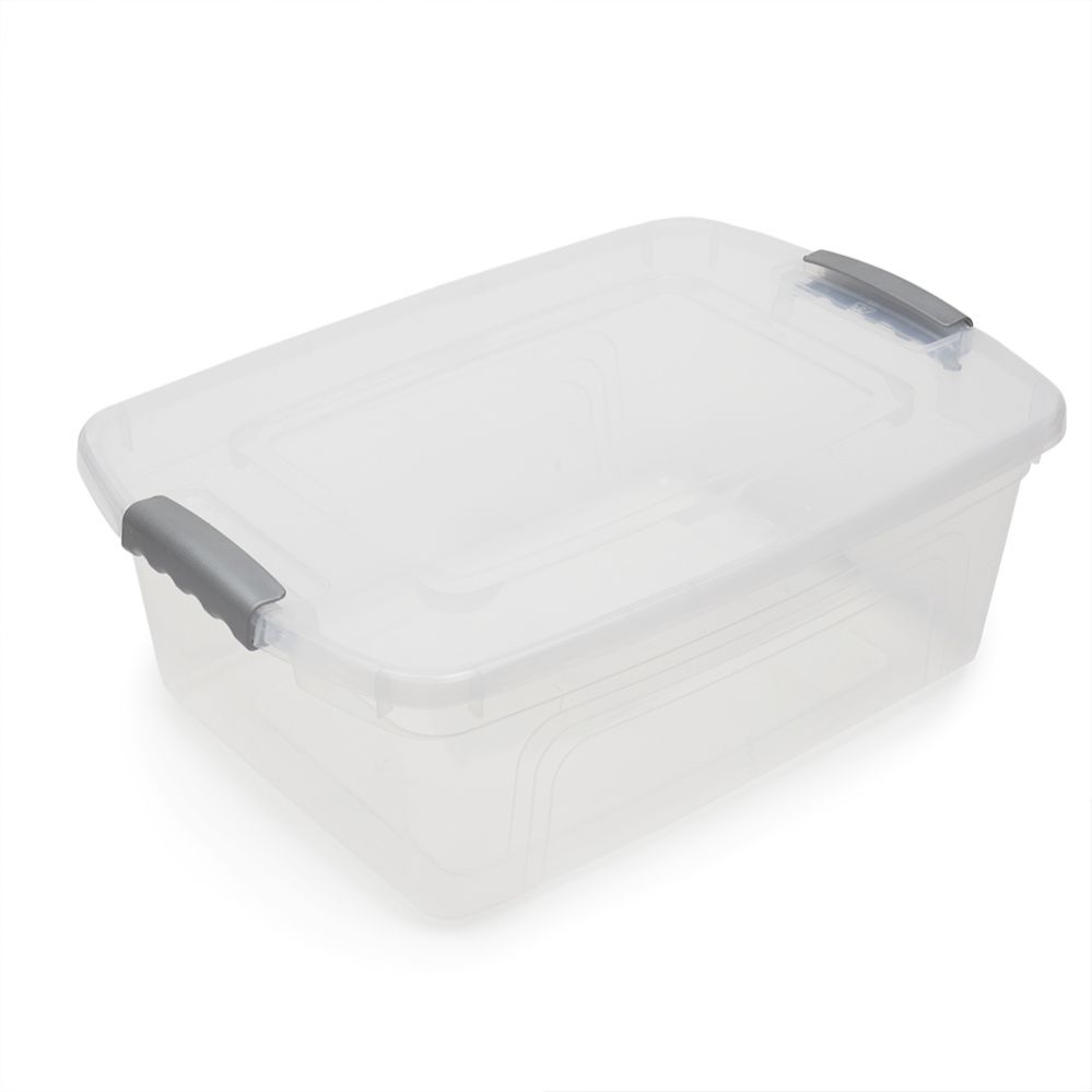 9 Wholesale Home Basics 20 Liter Rectangular Plastic Storage Container With  Lid, Clear