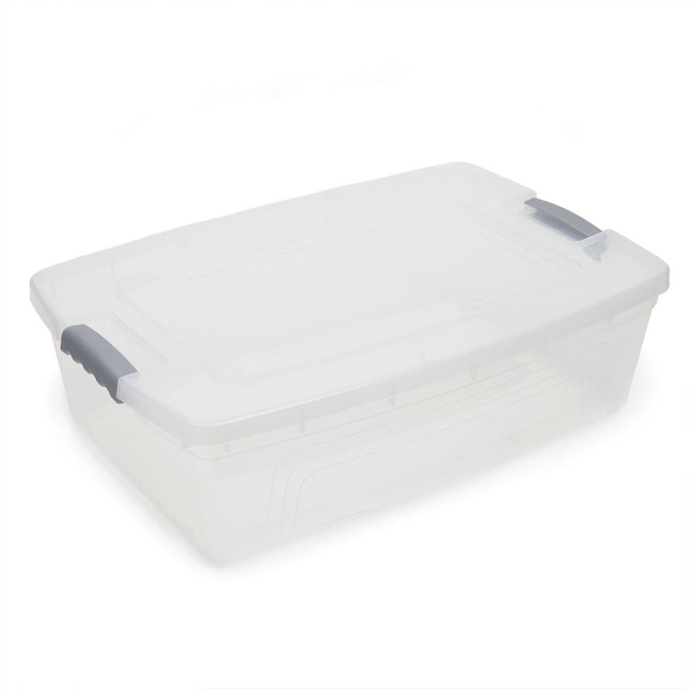 6 pieces Home Basics 30 Liter Plastic Storage Container With Lid