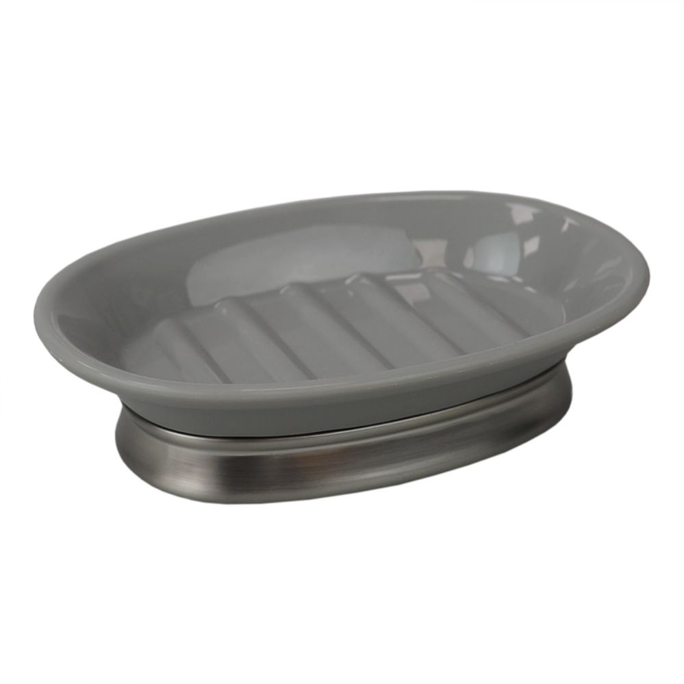 12 pieces of Home Basics Rubberized Plastic Countertop  Pedestal Soap Dish With  NoN-Skid Metal Base