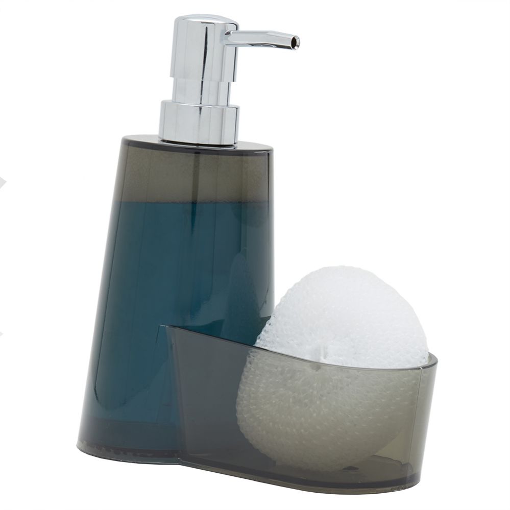 Home Basics Plastic Soap Dispenser with Sponge Compartment in