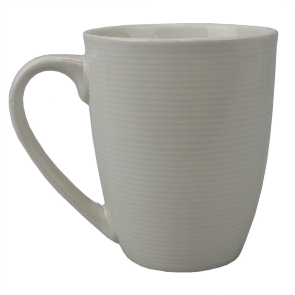 24 pieces of Home Basics Embossed Thread 14 Oz Ceramic Mug, White
