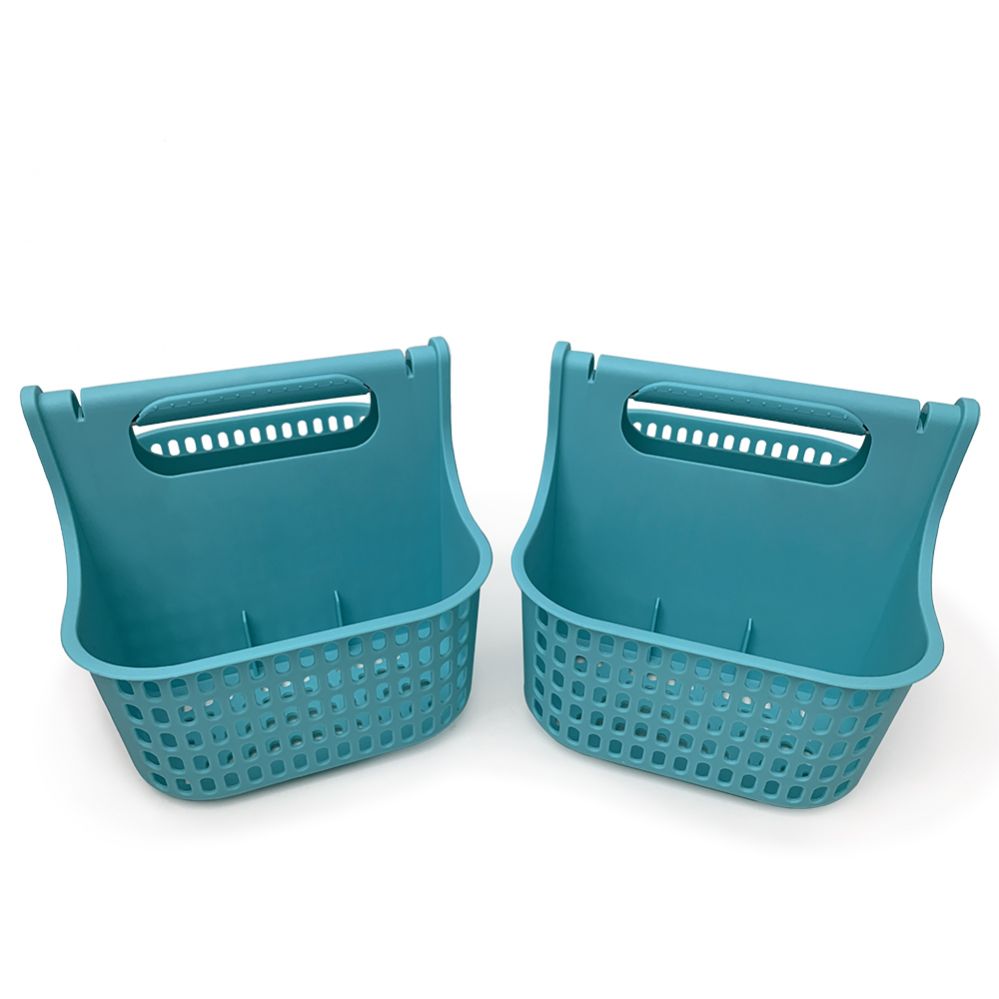 6 pieces of Home Basics Plastic Shower Tote With Handle, Turquoise