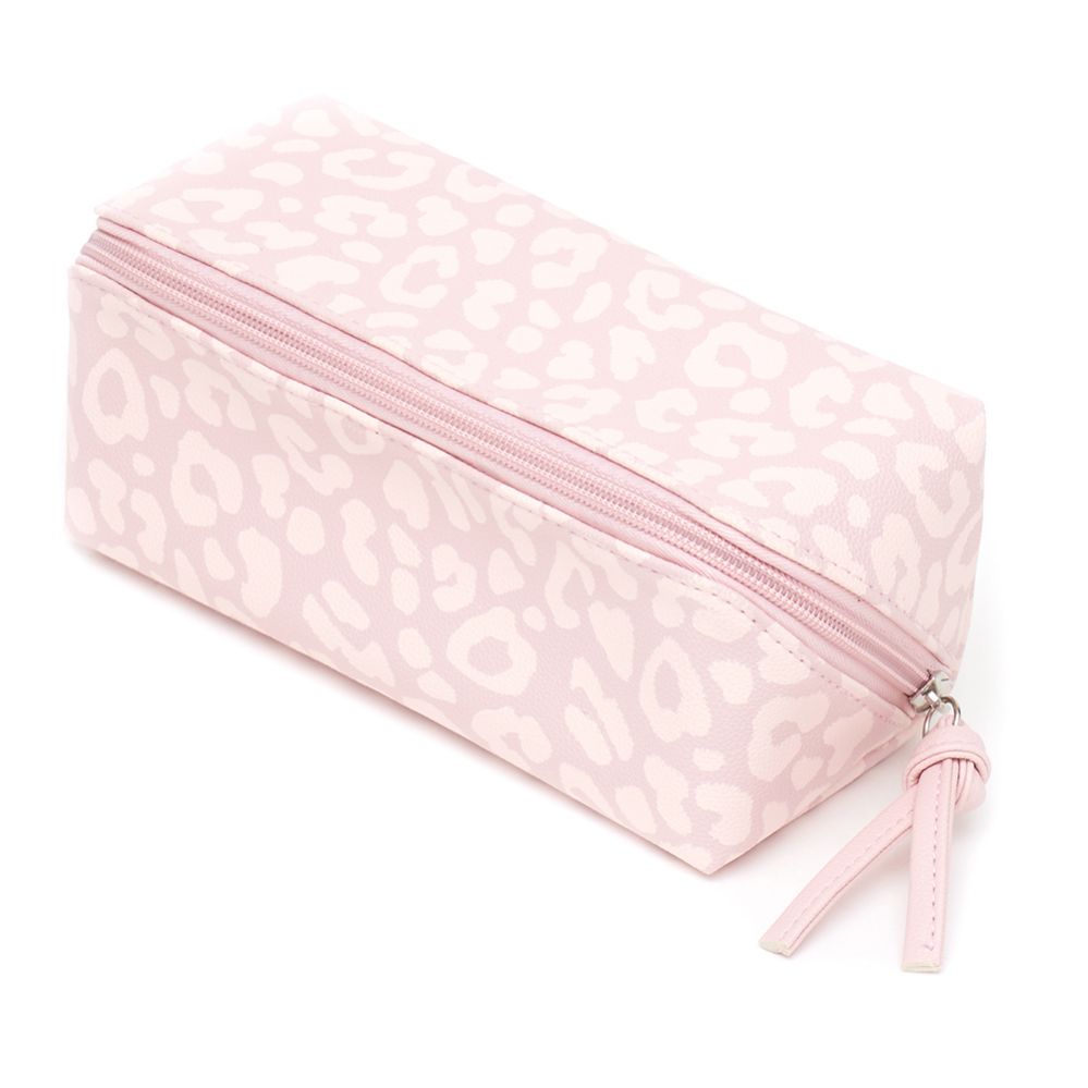 12 pieces of Home Basics Leopard Zippered Cosmetic Accessory Case, Pink