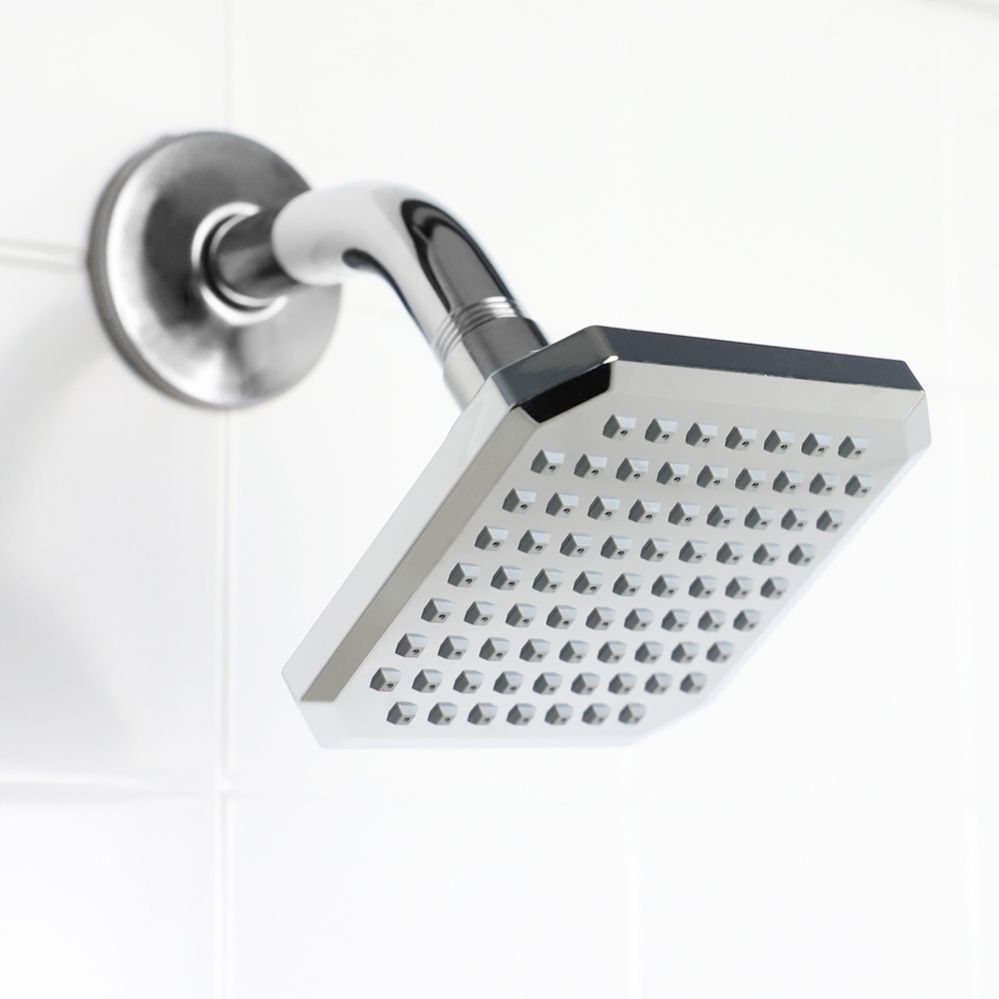 12 pieces of Home Basics Square Single Function Fixed Plastic Shower Head, Chrome