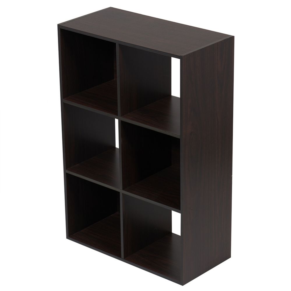 Home Basics Open And Enclosed 6 Cube Mdf Storage Organizer, Espresso