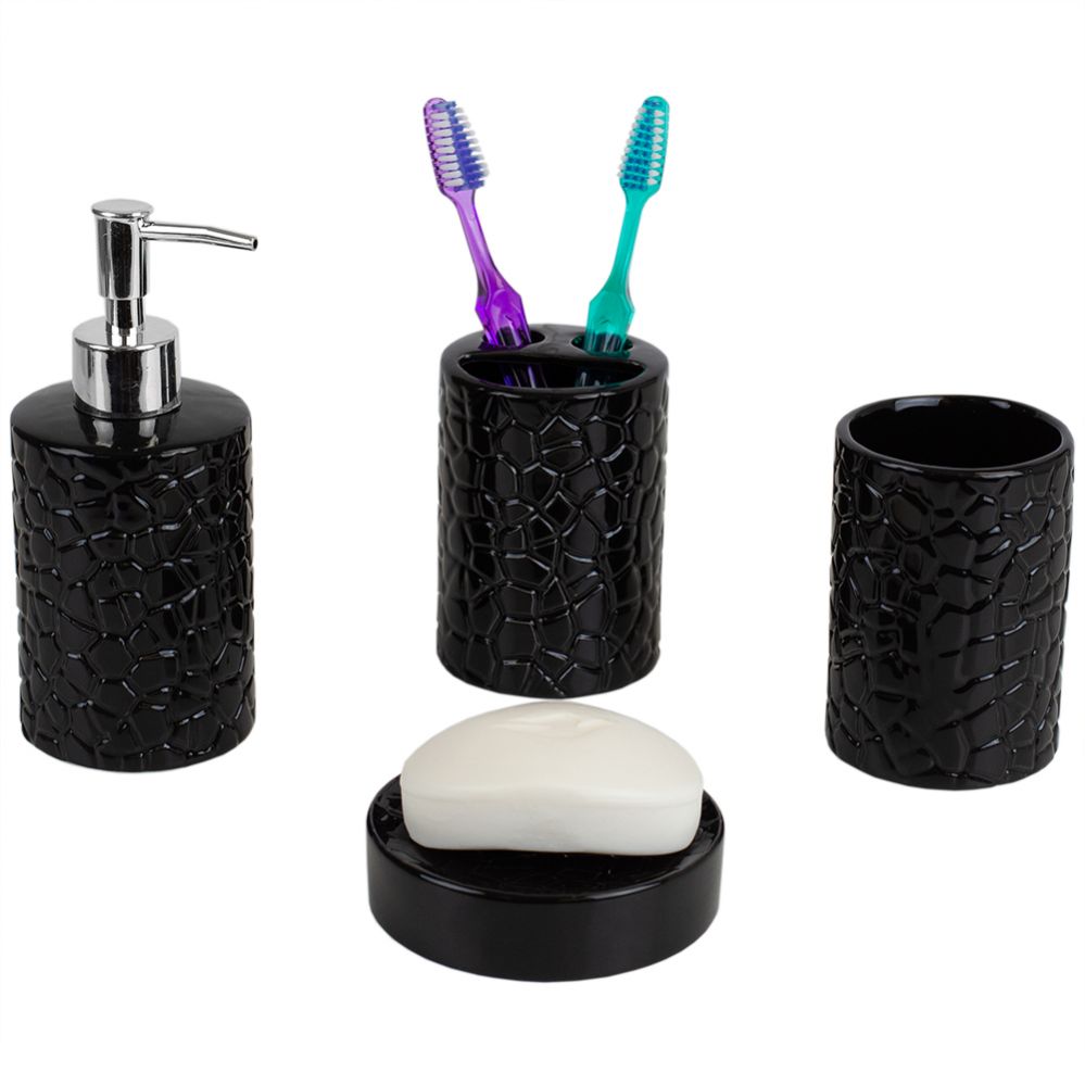12 Wholesale Home Basics 4 Piece Ceramic Crocodile Bath Accessory Set