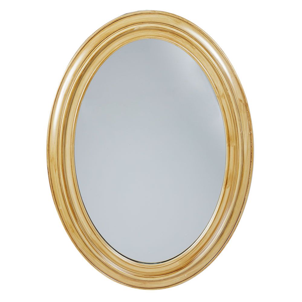 6 pieces Home Basics Oval Wall Mirror, Natural - Home Accessories