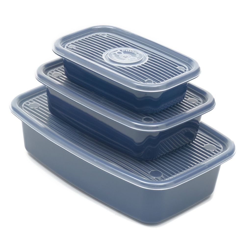 7 pieces Home Basics 6 Piece Rectangular Plastic Meal Prep Set, Blue