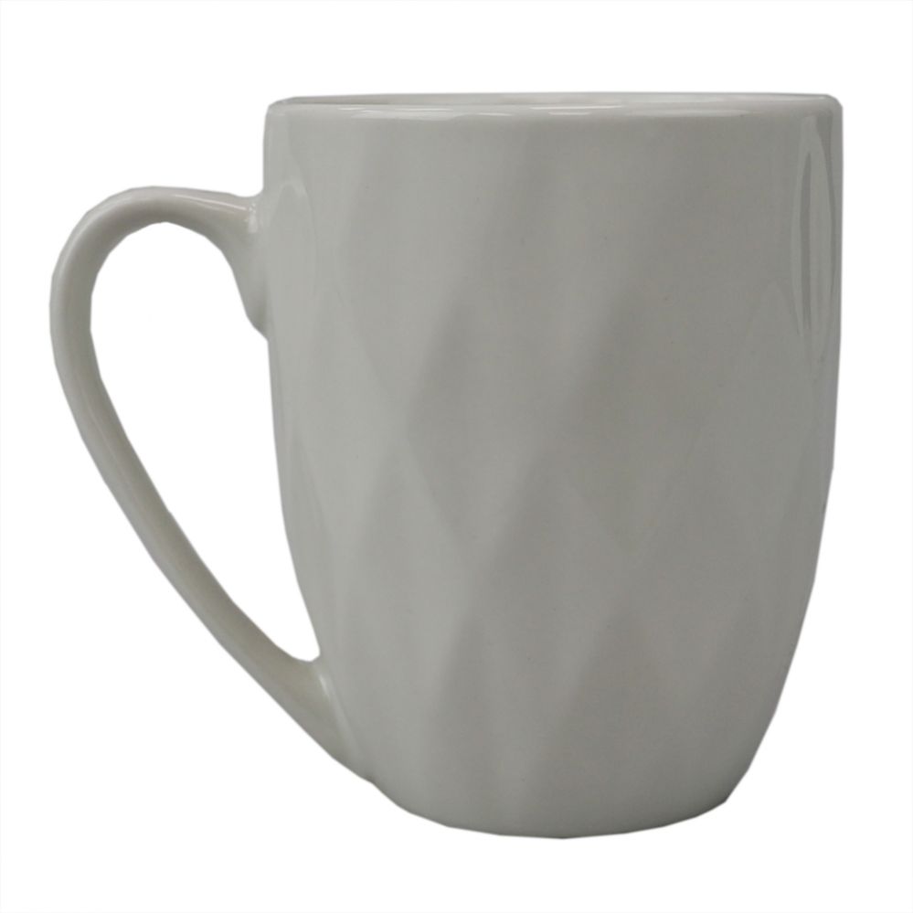 24 pieces of Home Basics Embossed Circle 11.5 Oz Ceramic Mug, White