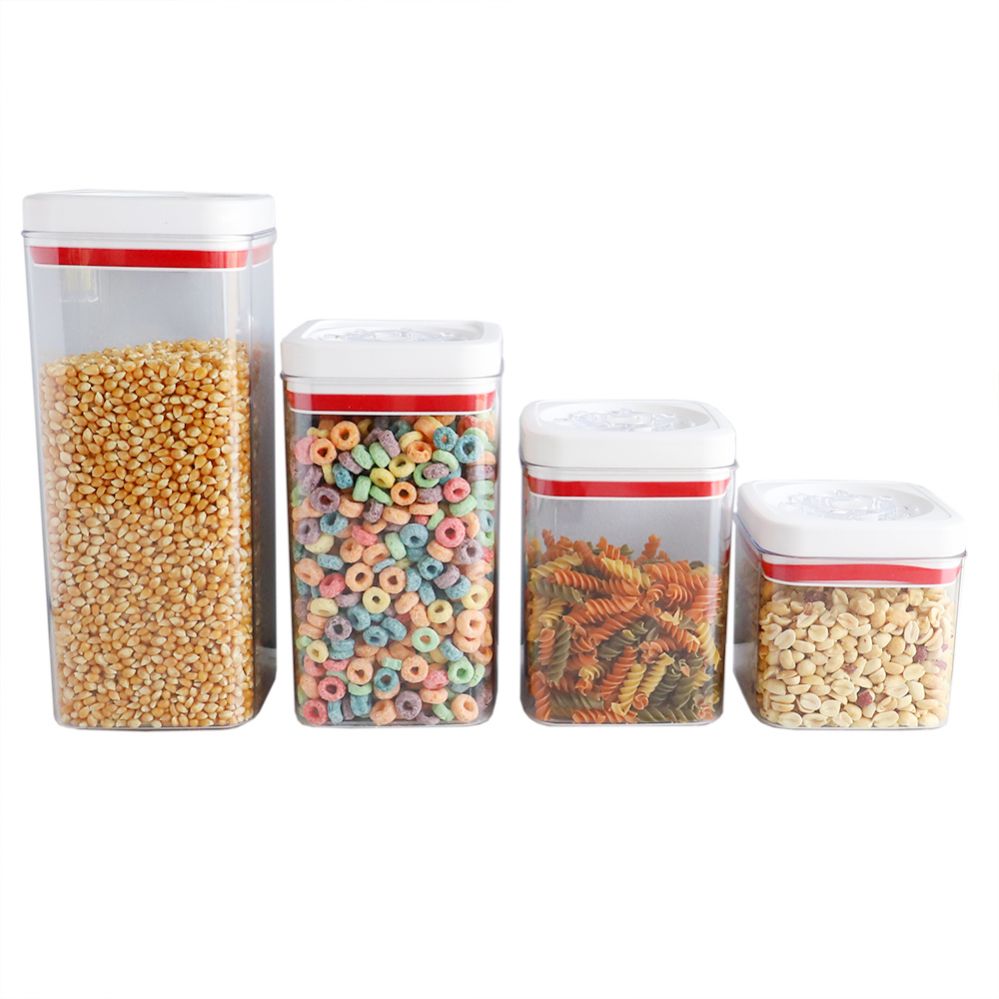 6 Wholesale Home Basics 4 Piece Twist N Lock Square Canister Set
