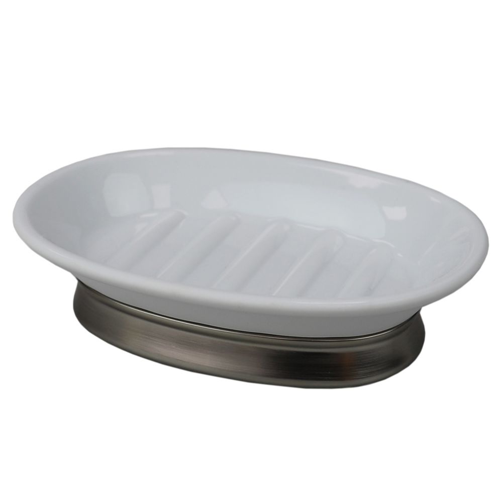 12 pieces Home Basics Pedestal Soap Dish With NoNSkid Metal Base, White Soap Dishes & Soap