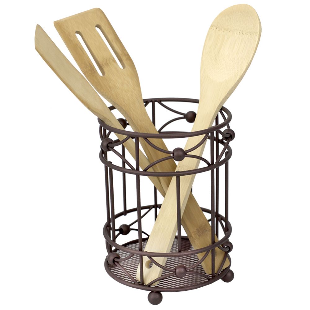 Arbor Oil-Rubbed Bronze Cutlery Holder with Mesh Bottom and Non-Skid Feet