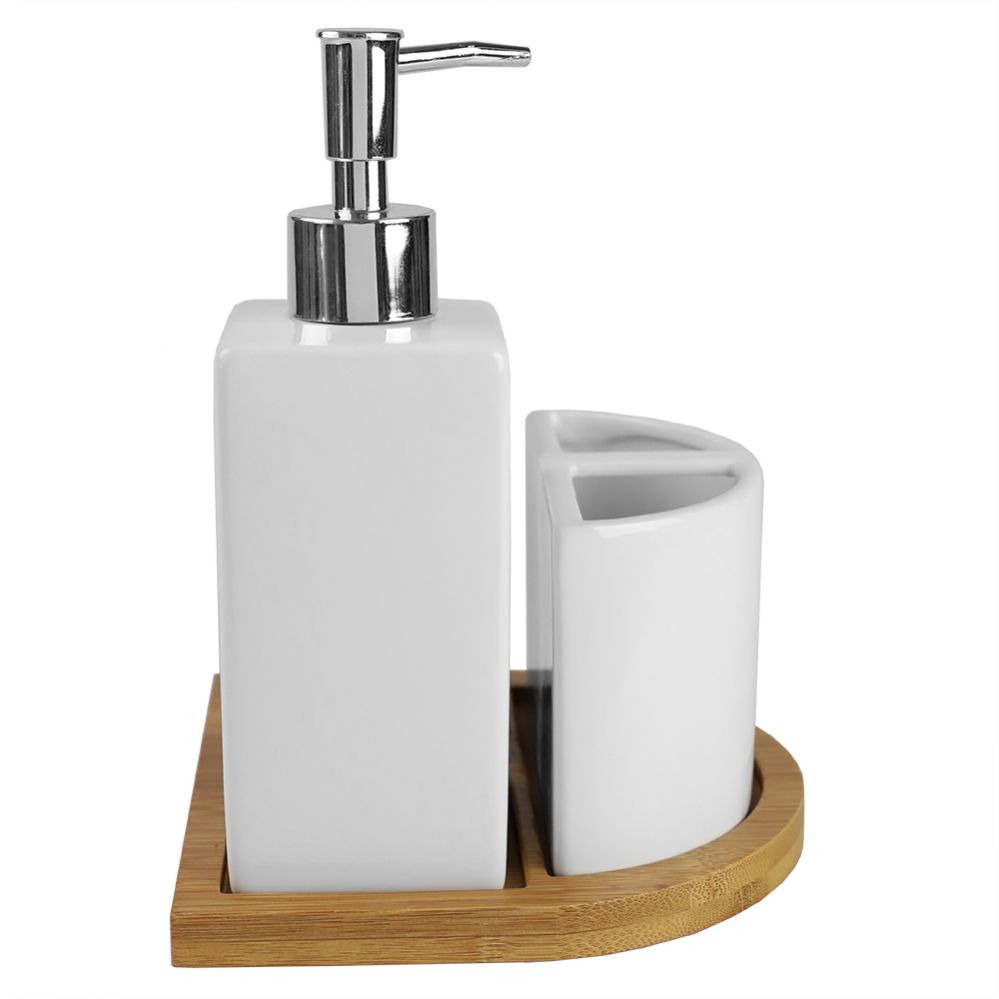 Home Basics White Ceramic Bath Accessory Set | LOW77989