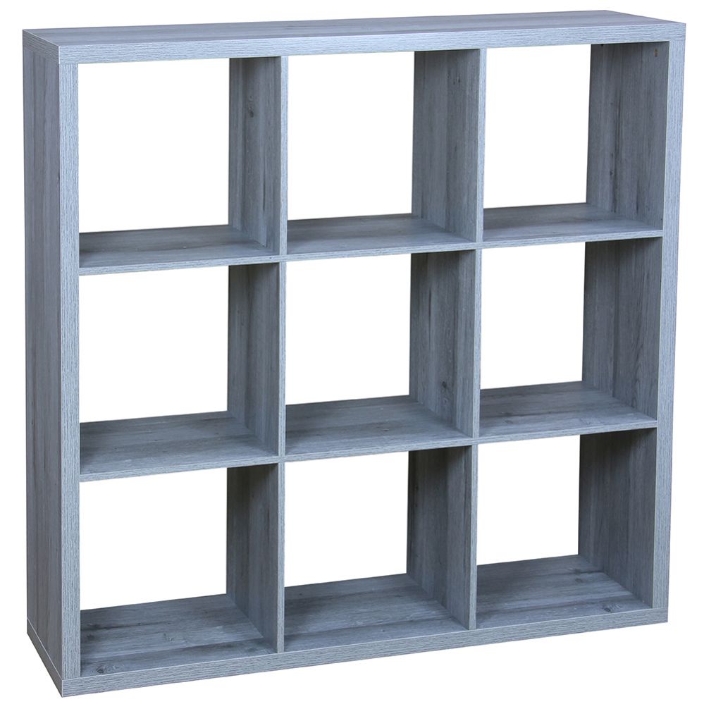 Home Basics 9 Open Cube Organizing Storage Shelf, Grey