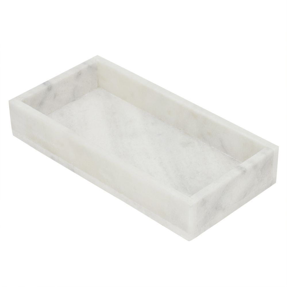 6 pieces of Home Basics Plastic Vanity Tray, White