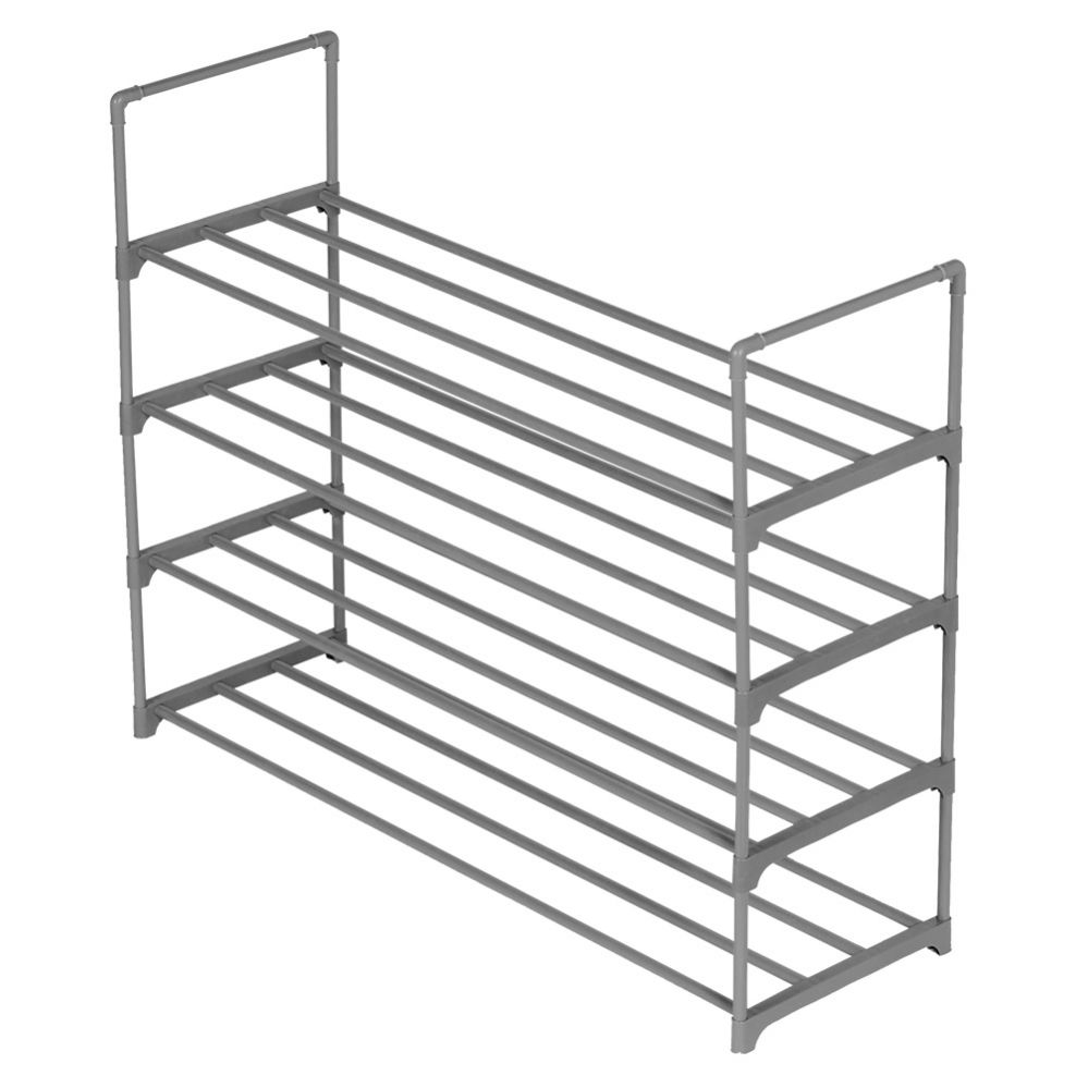 6 pieces of Home Basics 4 Tier Shoe Rack, Grey