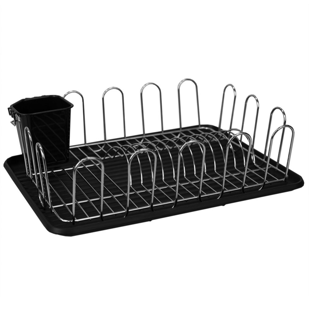 6 pieces Home Basics Large Capacity Wire Dish Rack, Black - Dish