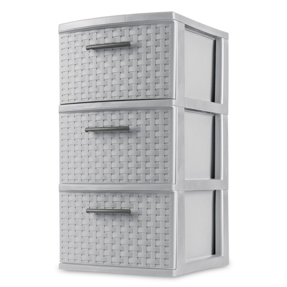2 Pieces of Sterilite 3 Drawer Weave Tower, Cement