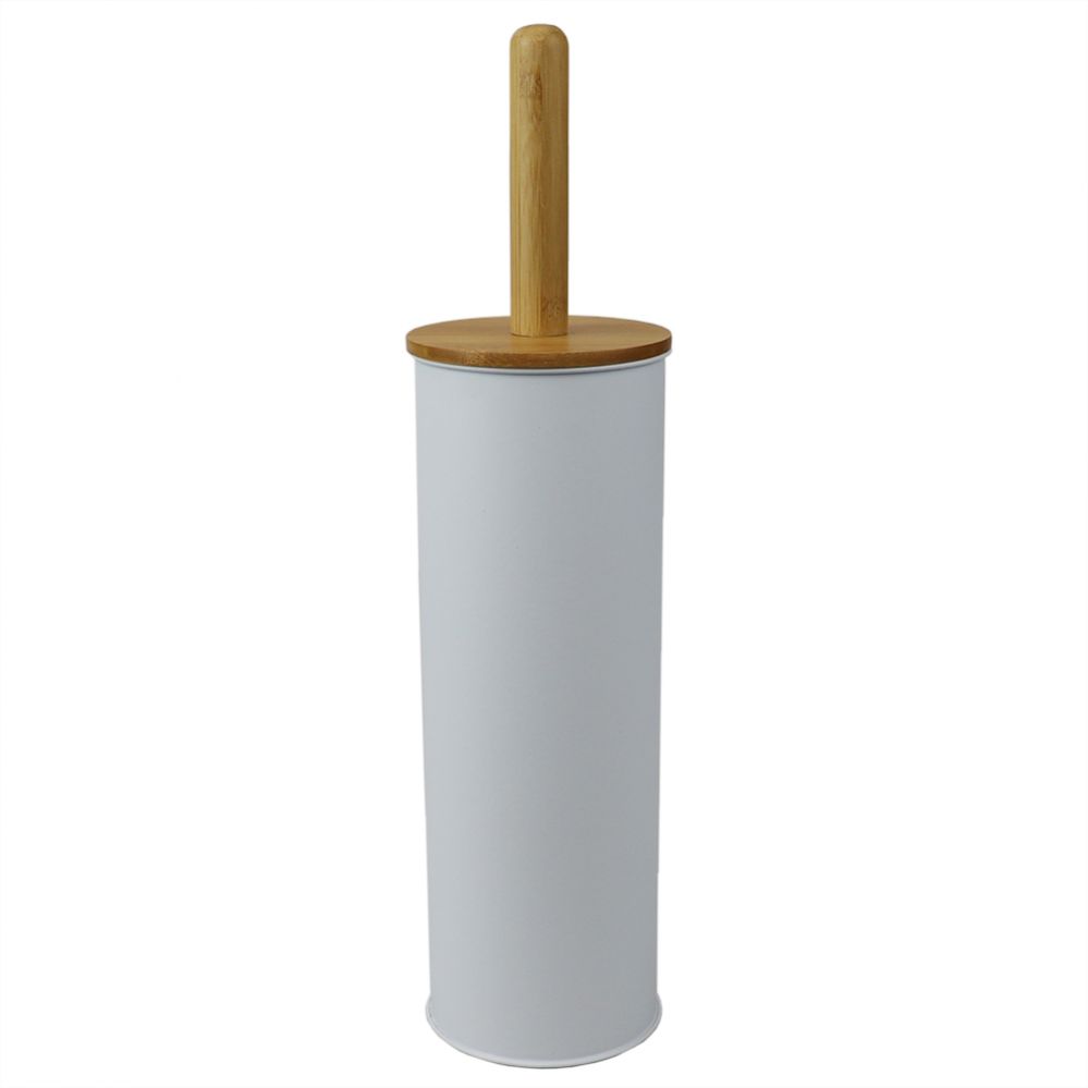 12 pieces of Home Basics Steel  Hideaway Toilet Brush Holder With Bamboo Top, White