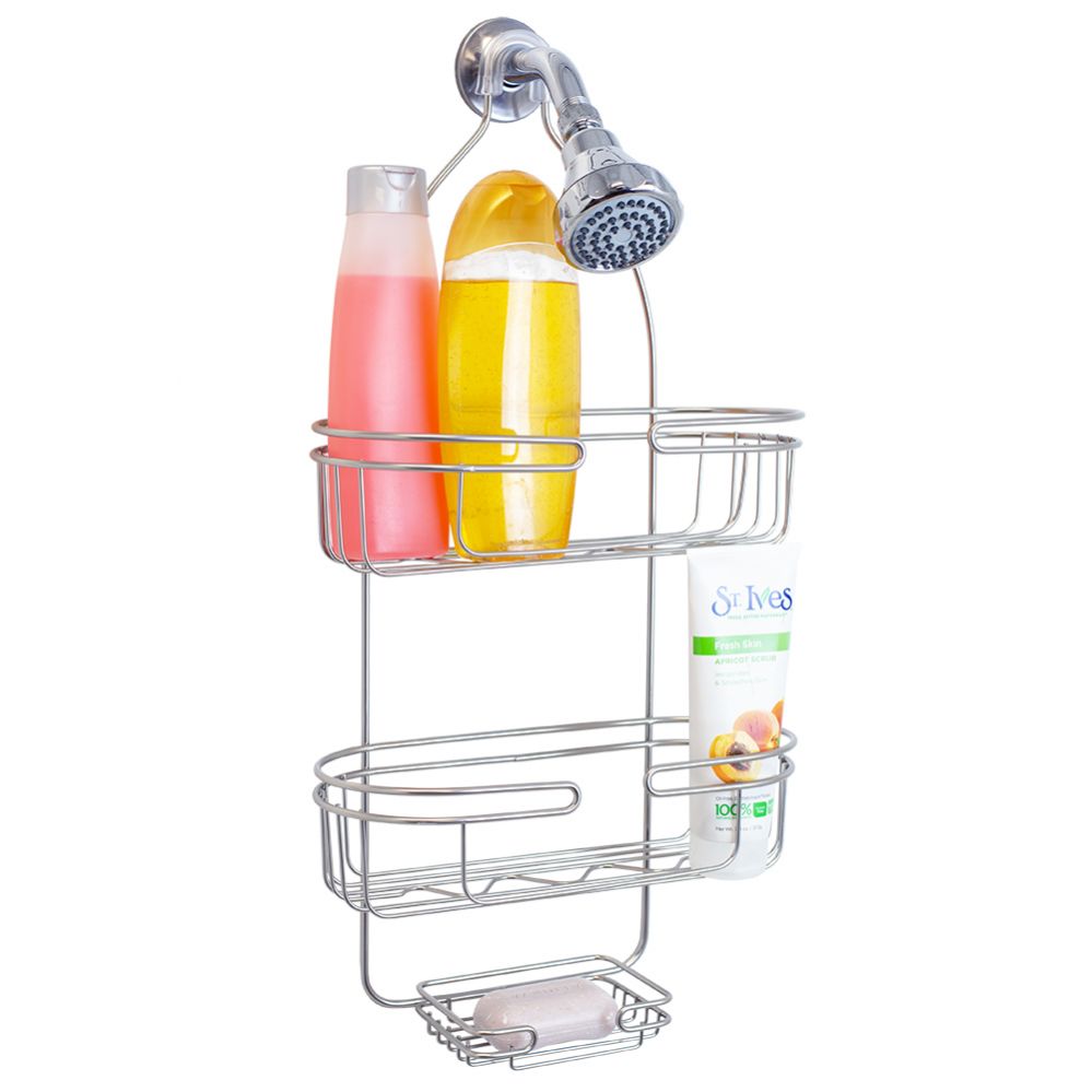 12 Wholesale Home Basics Aluminum 3-Layer Shower Caddy, Silver - at 