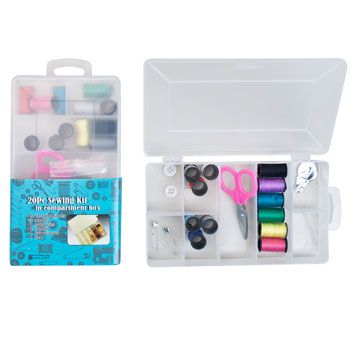 48 pieces Sewing Kit In Compartment Box 20pc Peggable Sewing Box