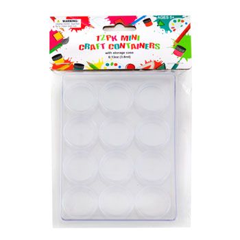 48 pieces of Craft Containers Clear Plastic W/screw On Tops 12pc 0.13oz With Storage Case Craft/pbh
