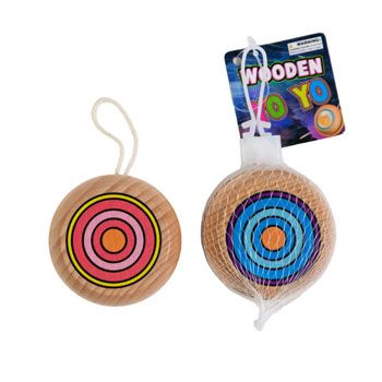 36 pieces of YO-Yo Wooden 2in 2asst Colors Net Bag W/hangtag