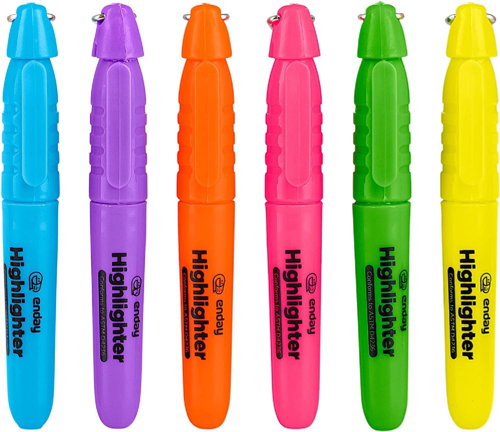 24 pieces of Mini Fluorescent Highlighter With Cap Clip (6/pack)