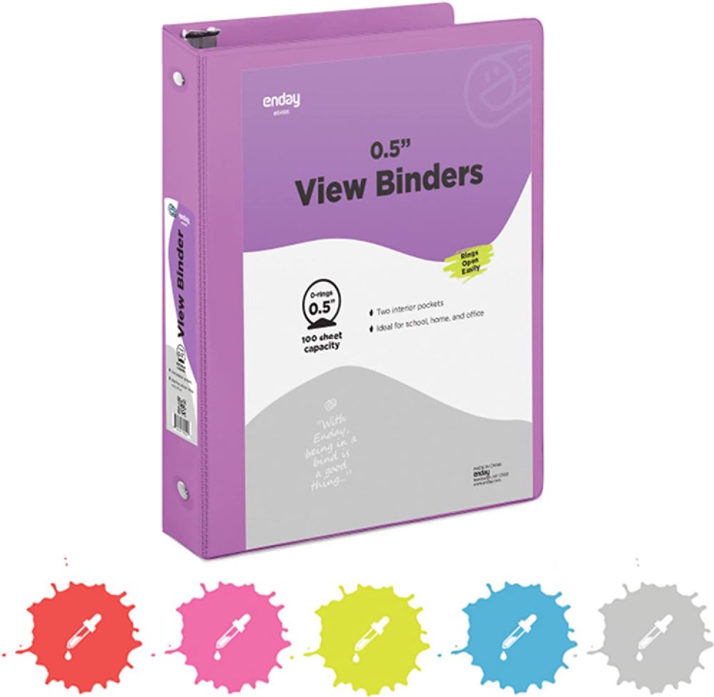 24 pieces of 1/2" 3-Ring View Binder W/ 2-Pockets, Purple