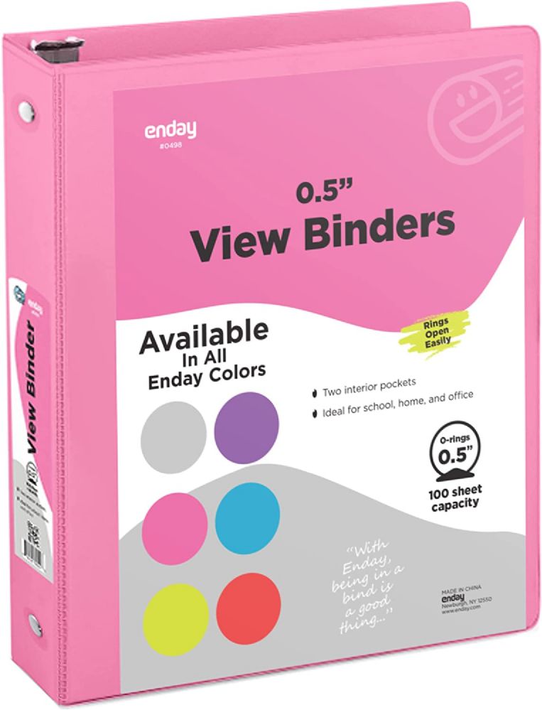 24 pieces 1/2" 3-Ring View Binder W/ 2-Pockets, Pink - Binders