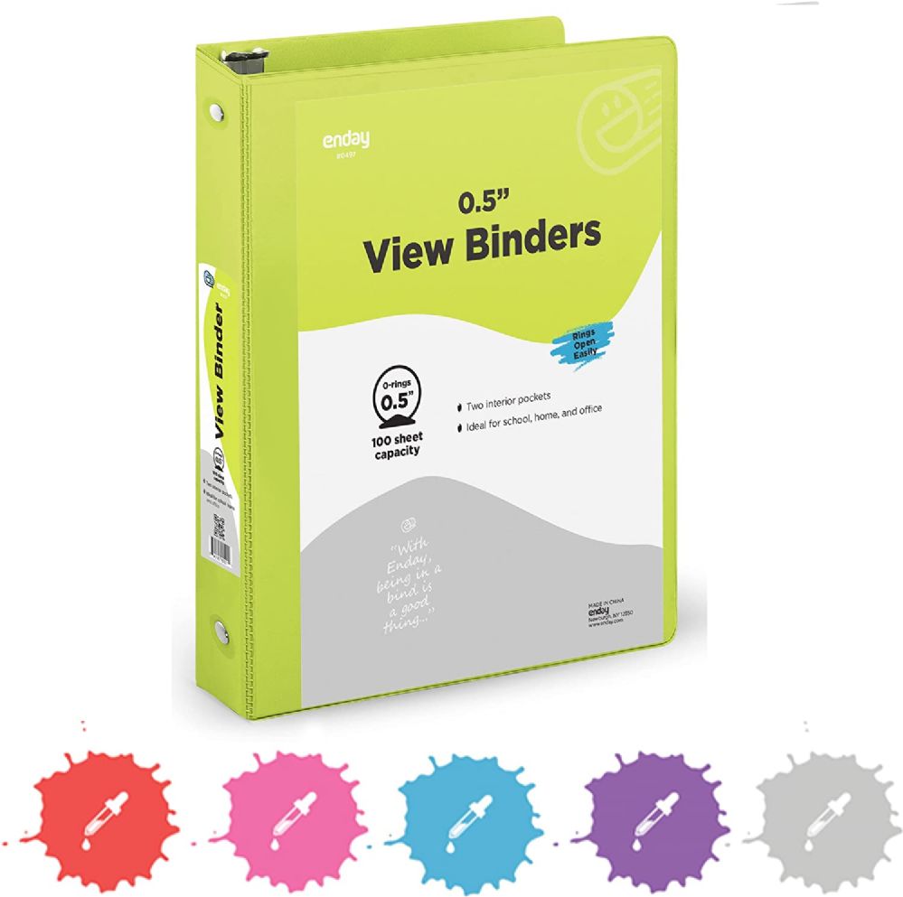 12 pieces of 1/2" O-Ring View Binder With 2-Pockets, Green