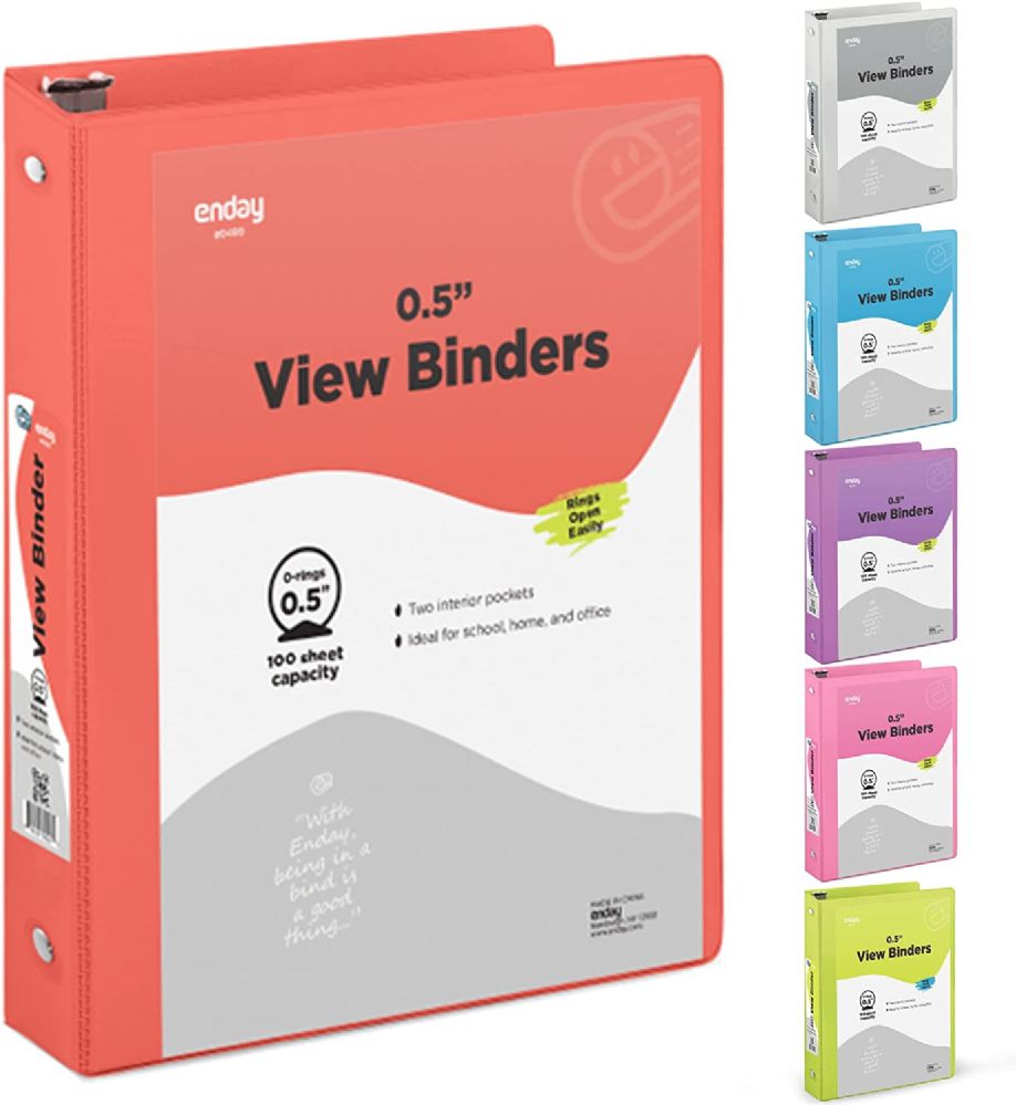12 pieces of 1/2" O-Ring View Binder With 2-Pockets, Red
