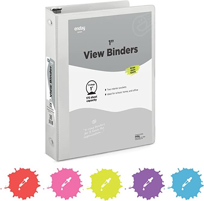 12 pieces of 1" O-Ring View Binder With 2-Pockets, Gray