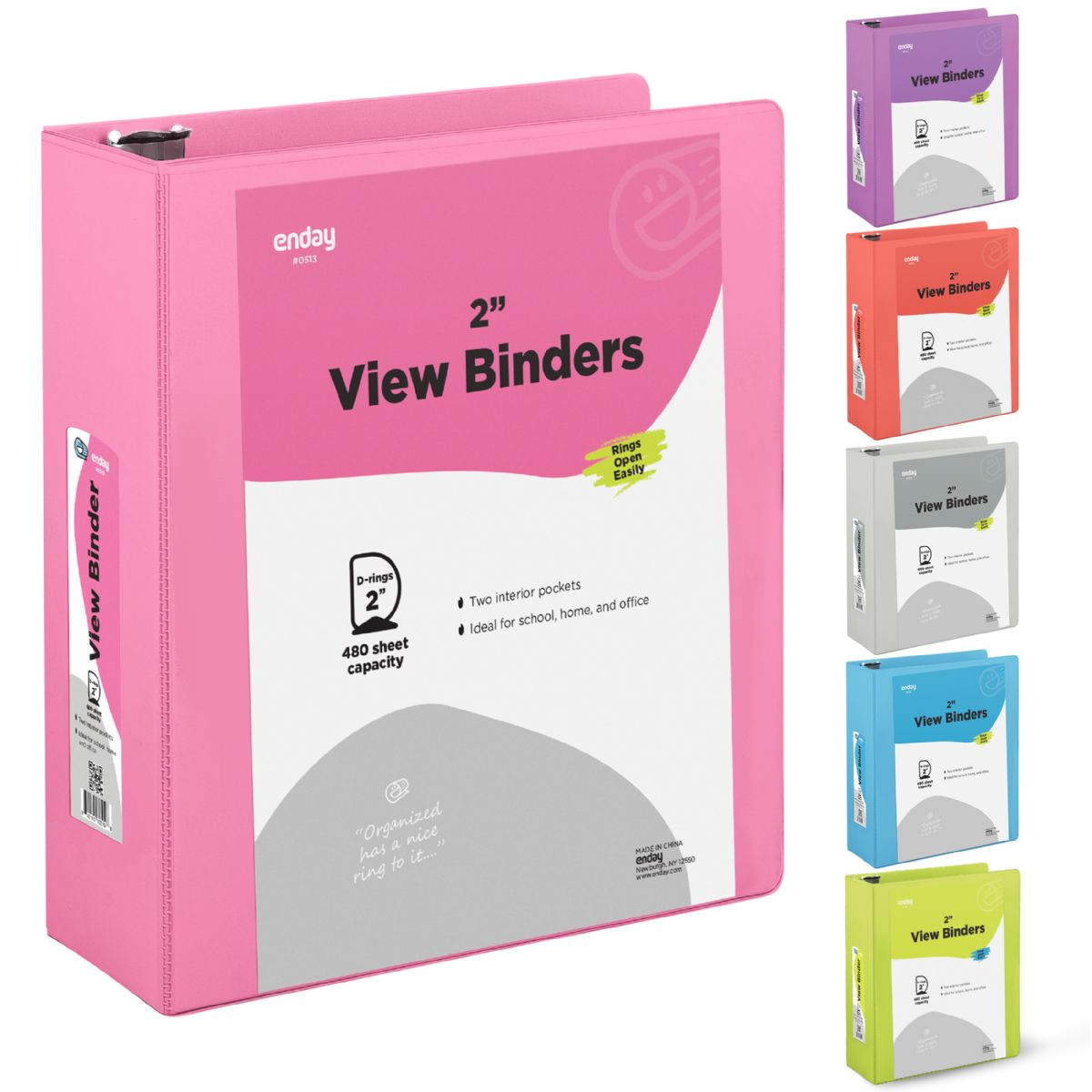 12 Pieces of 2" SlanT-D Ring View Binder With 2 Pockets, Pink