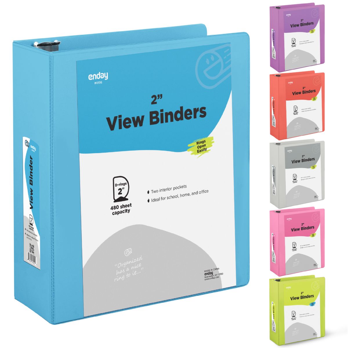 12 Pieces of 2" SlanT-D Ring View Binder With 2 Pockets, Blue