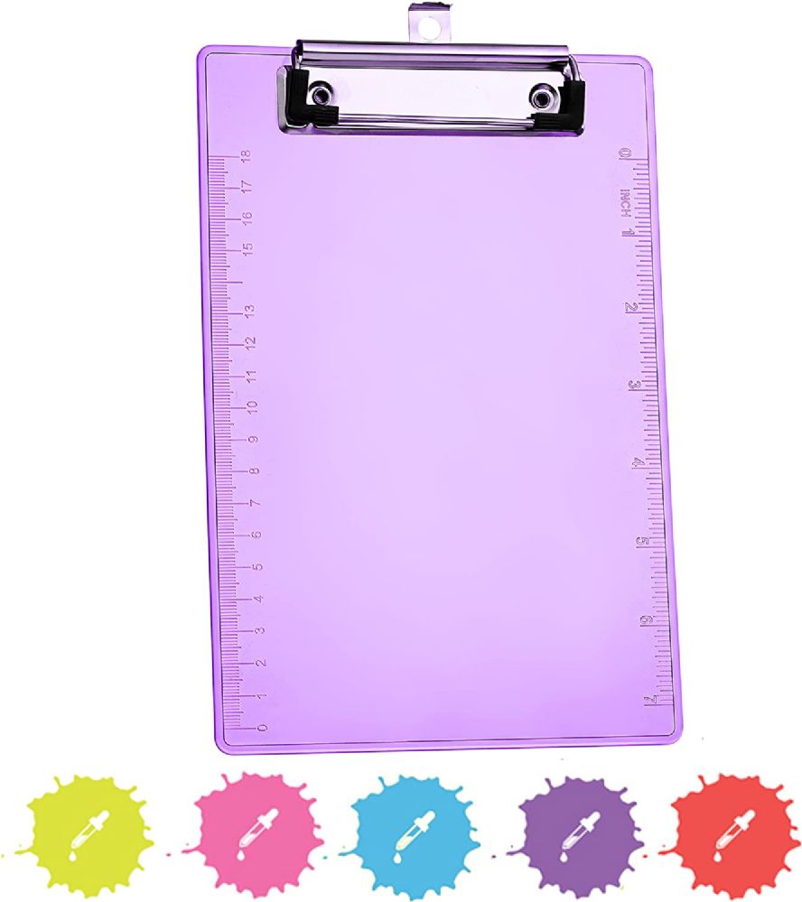 240 Wholesale Memo Size Plastic Clipboard W/ Low Profile Clip, Purple